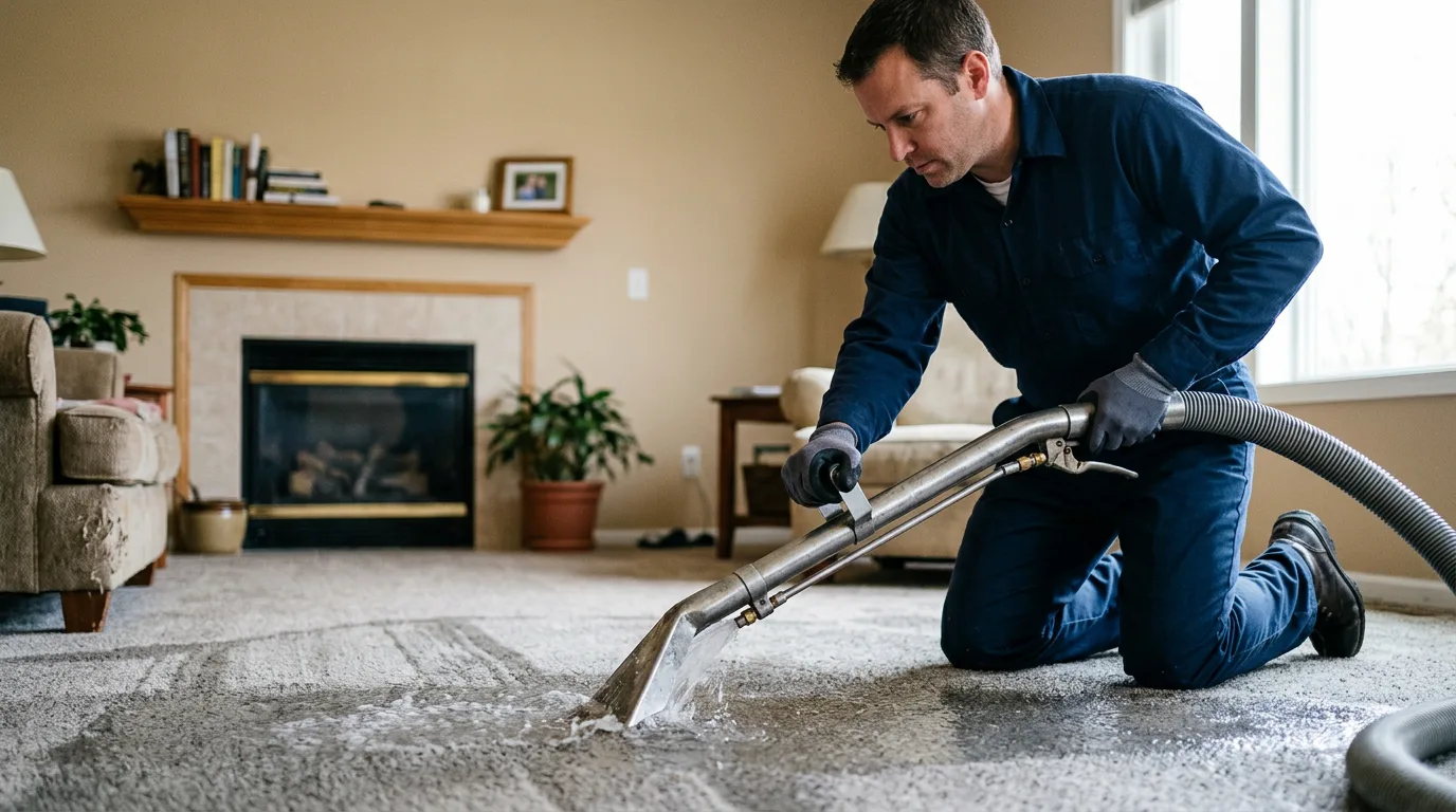 Water damage restoration technician working near Conesus, NY